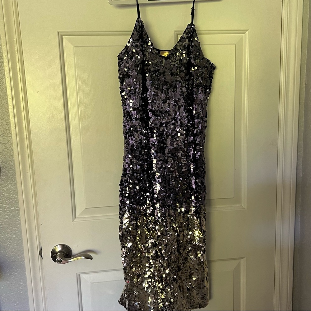 H&M Blue to gold sequin homecoming dance / party dress